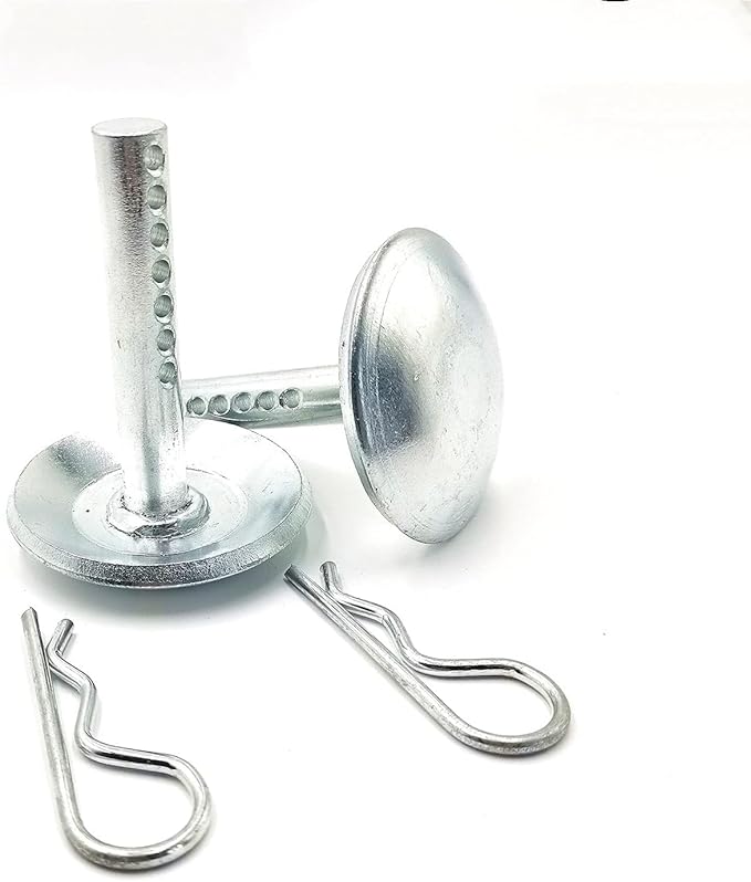 69212 2/Pack Skid Shoes for Snow Plow Blade Protector 5/8 inch Round Shaft and Adjustable Pin Placement Lock Rather Thick Hardened Steel Snow Plow Non-Slip Base - with Quick-Release Cotter Pins