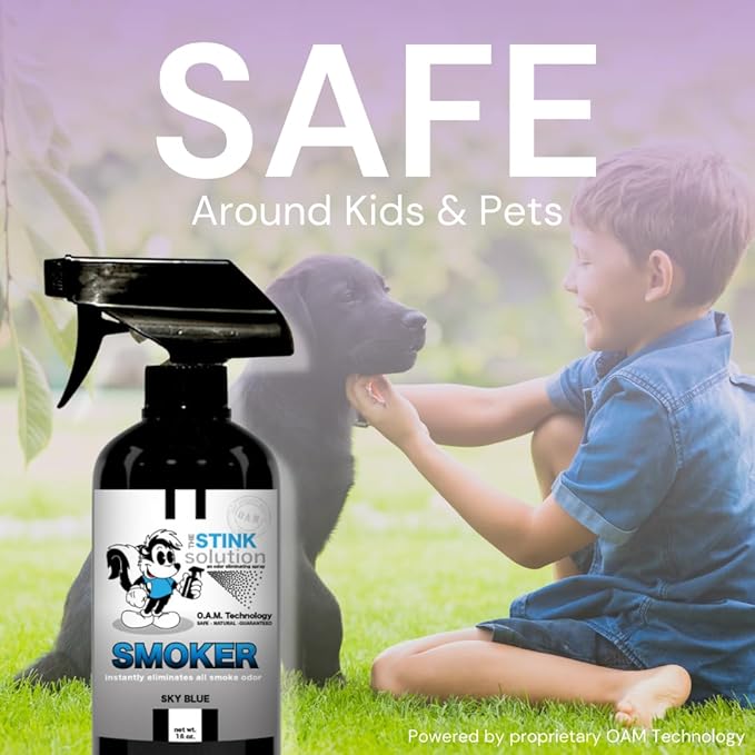 Smoke Odor Eliminator Spray for Home, Car, Clothes, Hands, Hair, Wall & More Completely Neutralizes All Types of Smoke Odor Best Smoke Smell Remover Bamboo Teak 16oz & Sky Blue 16oz