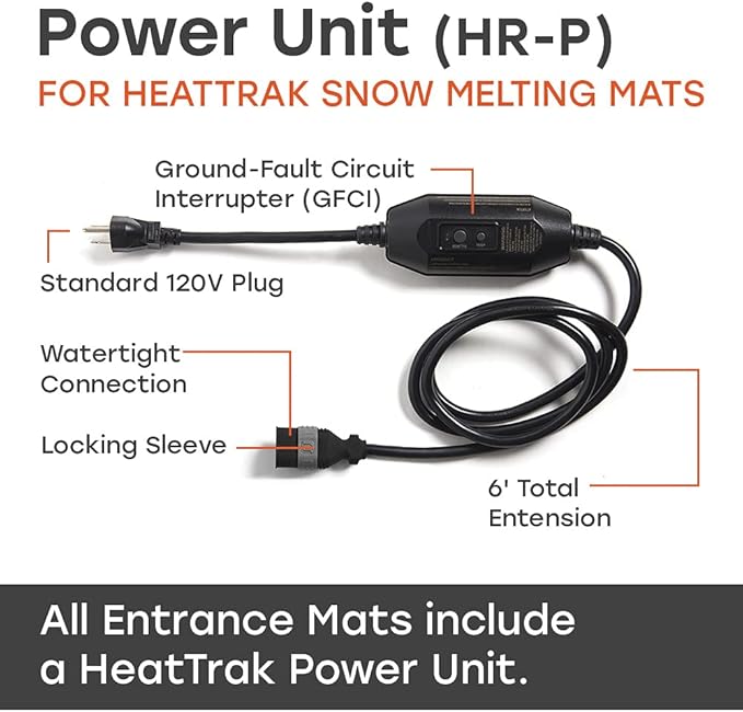 HeatTrak Heated Snow Melting Mats for Entrances (40" x 60") - No-Slip, Outdoor Mat - Electric Mat for Winter Snow/Ice Removal