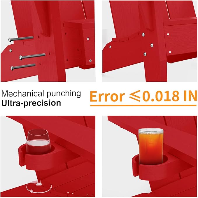 MXIMU Adirondack Chair Set of 2: Modern Adirondack Chairs Fire Pit Chairs Plastic Outdoor Chairs for Lawn Backyard Deck Garden Camping (Red)