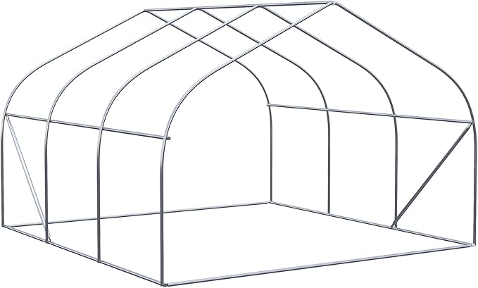 Outsunny 11.5' x 10' x 6.5' Walk-in Greenhouse, Tunnel Green House with Zippered Mesh Door and 6 Mesh Windows, Gardening Plant Hot House with Galvanized Steel Frame, White