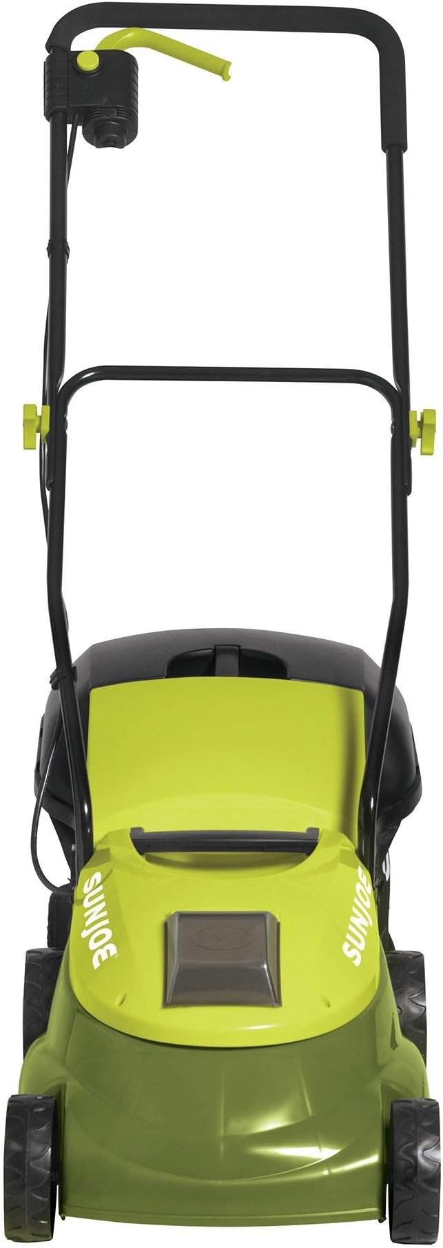 Sun Joe MJ401C 14-Inch 28-Volt Cordless Push Lawn Mower, w/10.6-Gallon Collection Bag, 3-Position Height Adjustment, Safety Key, 14 inches, Green
