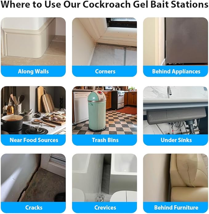 36 Pack Roach Killer Indoor Infestation Roaches Gel Bait Stations, Powerful Cockroach Killer Indoor Home for Roach Infestation, Long-Lasting & Effective Cockroach Gel Bait, Easy to Use & No Mess