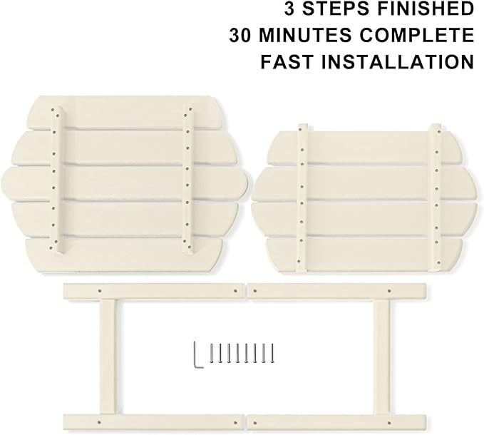Small Outdoor Side Tables Modern 2-Tier Adirondack Table Rustic End Table HDPE Storage Shelf Industrial Corner Rectangle Coffee Table for Patio Garden Balcony Backyard Pool Farmhouse Home White