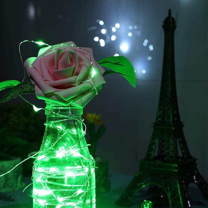 VOOKRY 8 Pack 30 Led Fairy Lights Battery Operated String Lights - 10 ft Green Waterproof Silver Wire Firefly Starry Moon Lights for DIY Crafts Party Wedding Centerpiece Table Halloween Decorations