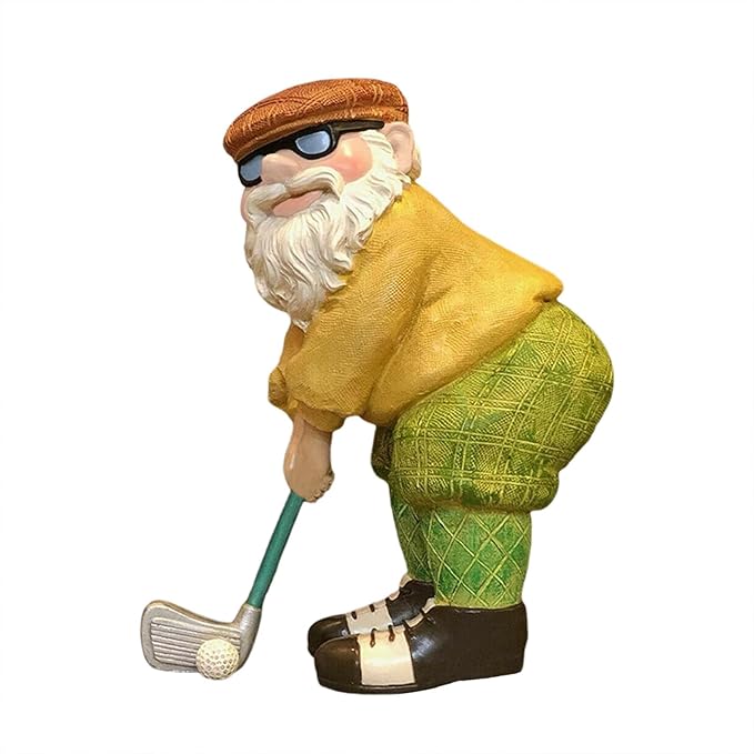 Golf Gnomes Statues Outdoor Decorative for Garden, Yard Ornament Golf Decor for Patio Porch Lawn Bookshelf Home, 7.8" H × 5.1" L × 4.1" W