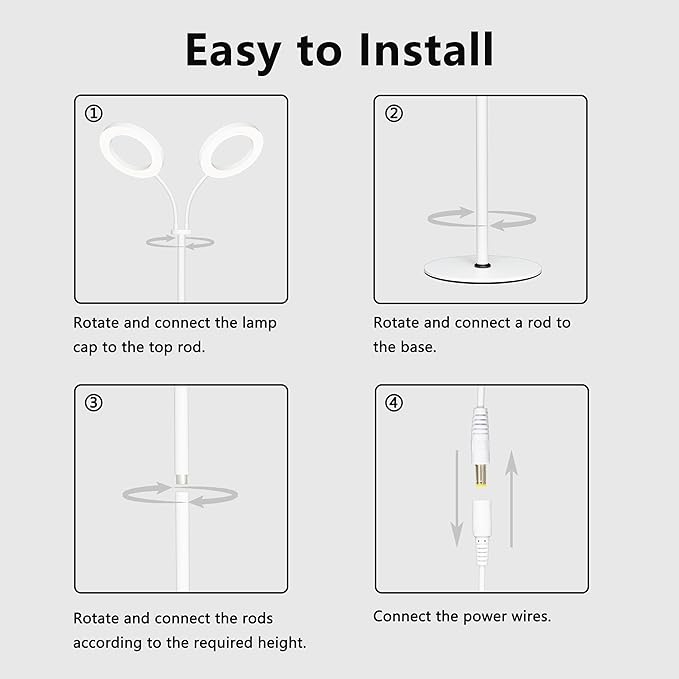 Grow Light for Indoor Plants, Full Spectrum LED Halo Plant Lights with Stand, Floor Standing Growing Lamp with Adjustable Height,Auto Timer for Tall Large Plant