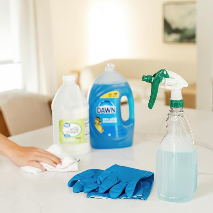 Heavy Duty 24oz Clear Plastic Spray Bottles for Cleaning - Large Empty Bottles for Gardening Solutions, Vinegar, Chemicals, Professional Cleaners - Adjustable Sprayer Nozzle - 4 Pack