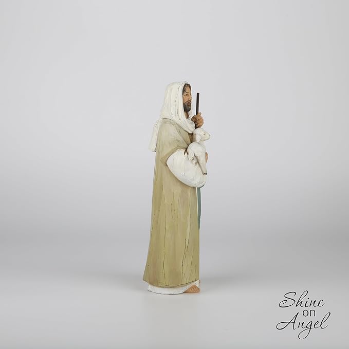 Good Shepherd Statue Jesus Holding Lamb 9.5inch Religious Modern Home Decor Figurine Indoor Tabletop Religious Gift