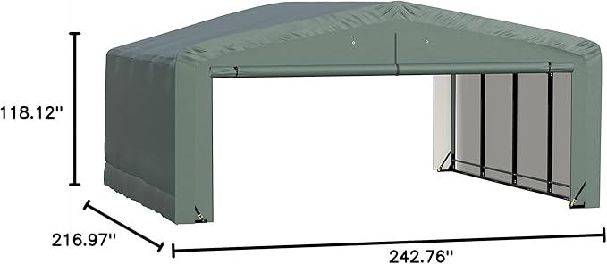 ShelterLogic ShelterTube Garage & Storage Shelter, 20' x 18' x 10' Heavy-Duty Steel Frame Wind and Snow-Load Rated Enclosure, Green