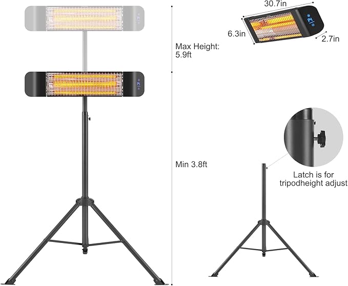 Pasapair Electric Patio Heater - Smart Infrared Indoor Heater 24H Timer with APP Control - Wall Mounted Outdoor Heater for Patio Garage - IP65 CSA Certified