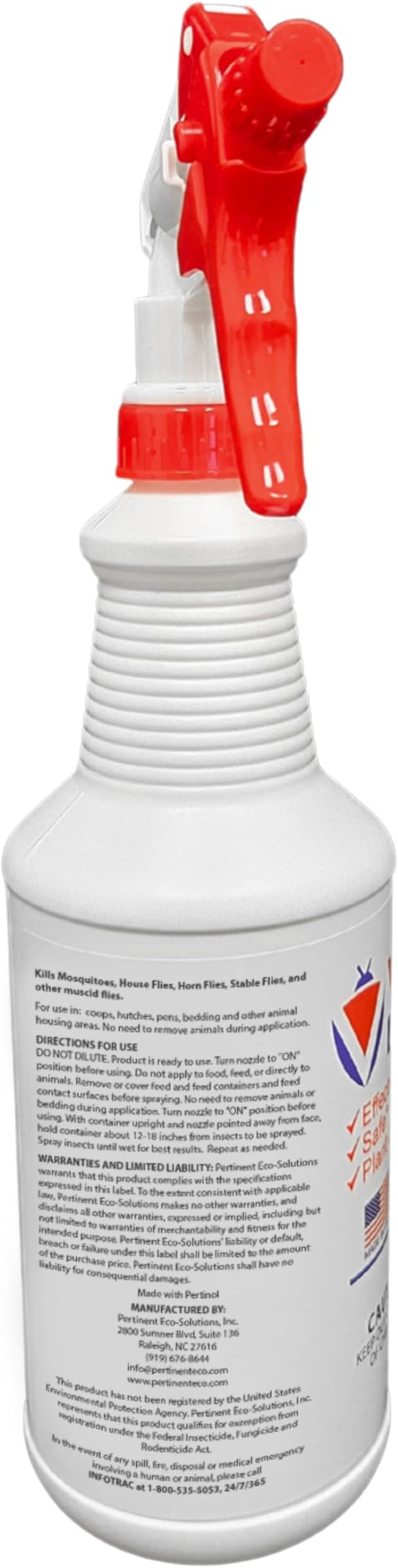 Flying Insect Spray – Fast Action Formula – Broad Coverage Use – Plant-Derived Oils – Easy Spray Application – for Mosquitoes, Stable and House Flies – Gentle Around Animals – 32 oz