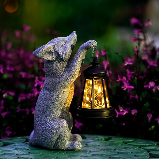 Fox Statue for Garden Decor, Garden Statue with Solar Power Light for Outdoor Patio Porch Lawn Yard Backyard Oudside Indoor Shelf Decoration,Praying Fox Sculptures Decorations to Wow Your Guests