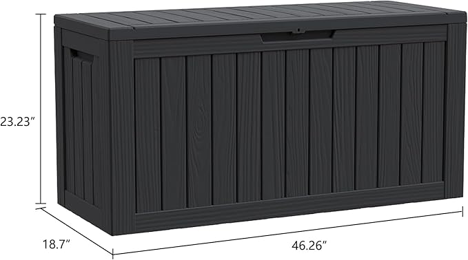 Modern-Depo 80 Gallon Waterproof Deck Box Patio Furniture Storage Box with Lockable Lid, PP Outdoor Storage Bin for Garden, Yard, Poolside, Black