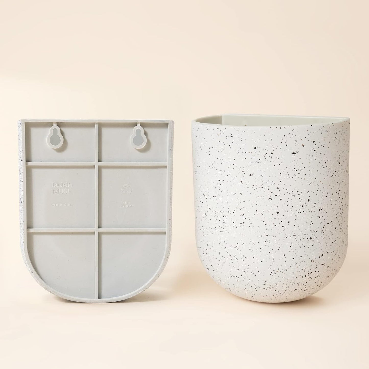 LA Jolie Muse Wall Hanging Planters for Indoor Plants,Hanging Flower Pots for Air Plants Succulent, Set of 2, 5.7L*4.1W*7H, Speckled White