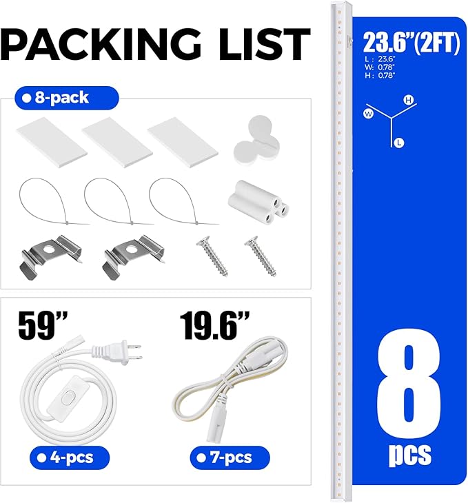 Barrina T5 Grow Lights for Indoor Plants, Full Spectrum LED Grow Light, 2FT 80W (8 x 10W), Plant Lamp for Indoor Growing, Seed Starting, Pinkish White, 8-Pack