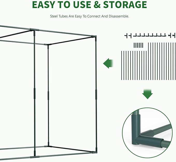 Galvanized Raised Garden Bed with Crop Cage Plant Protection Net Tent Kit for Garden Plant, 74"x37.4"x 59" Plants Protection Tent Cage Metal Planter Box Bottomless Planting Vegetables Outdoor