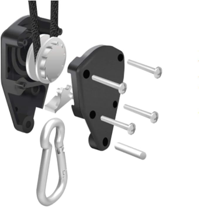 Grow Light Rope Hanger 2Pairs, Adjustable Rope Ratchet Hangers 150 Lbs per Pair with Stainless Steel 2.5" S Hook