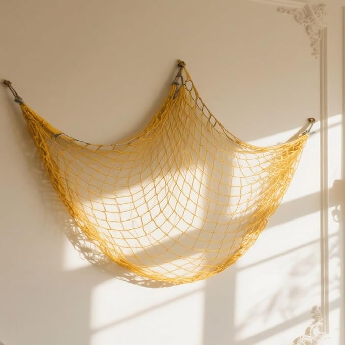 2 Pack Fish Net Decorations for Party,Natural Cotton Hawaiian Party Fishing Net Decorative, Nautical Themed Cotton Fishnet Under The Sea Pirate Ocean Beach Decor