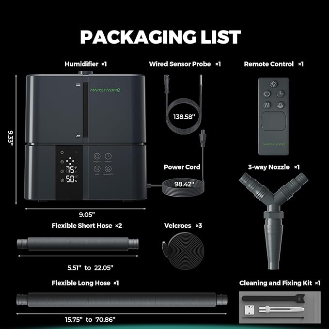 MARS HYDRO Plant Humidifier 5L,with Adjustable Humidity,Timer Function,Ultrasonic Precise and Silent Operation,No-Leak Seal for Grow Tent,Indoor Planting,Greenhouse,Bedroom