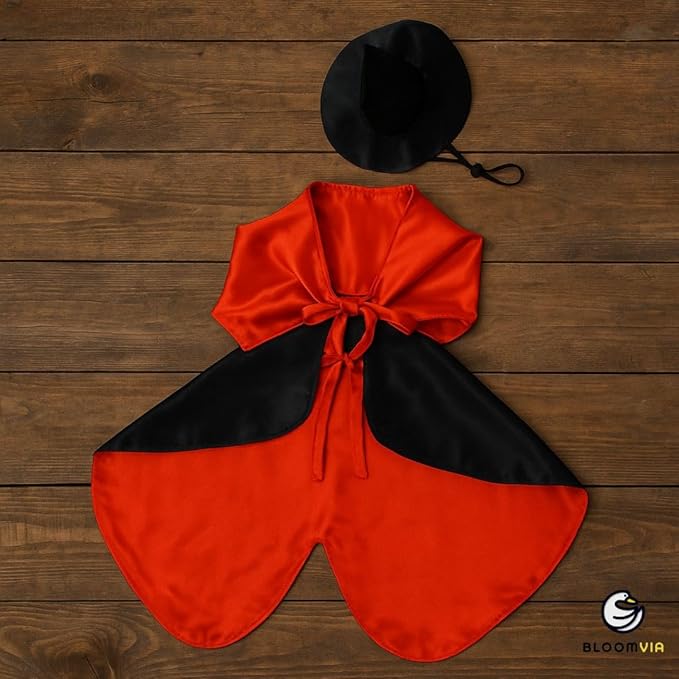 Lawn Goose Outfit – Glossy Cape & Adjustable Hat for 23″ Goose Statue – Halloween & Vampire & USA Flag Costume