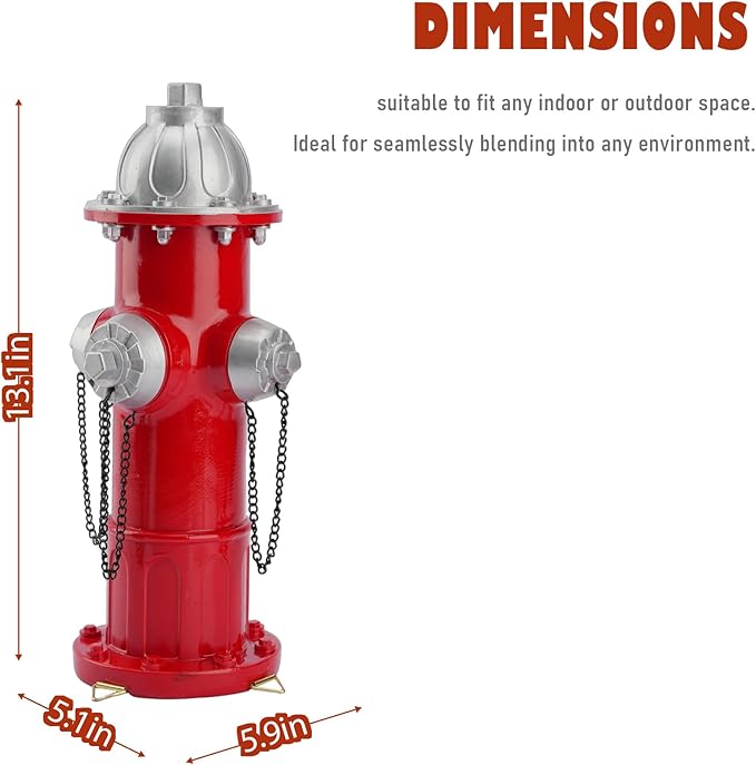 Fire Hydrant for Dogs to Pee On, Dog Fire Hydrant Pee Post Outdoor Statue for Yard Lawn Decor, Garden Sculpture Dog Porch Potty, 13.5" H × 5.9" L × 5.1" W (Retro)