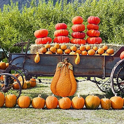 Morning View Metal Pumpkin Yard Sign with Stakes Fall Decor Decorative Rustic Pumpkins Garden Stake Yard Decor Outdoor Thanksgiving Autumn Harvest Halloween Lawn Patio Decorations 30" Tall