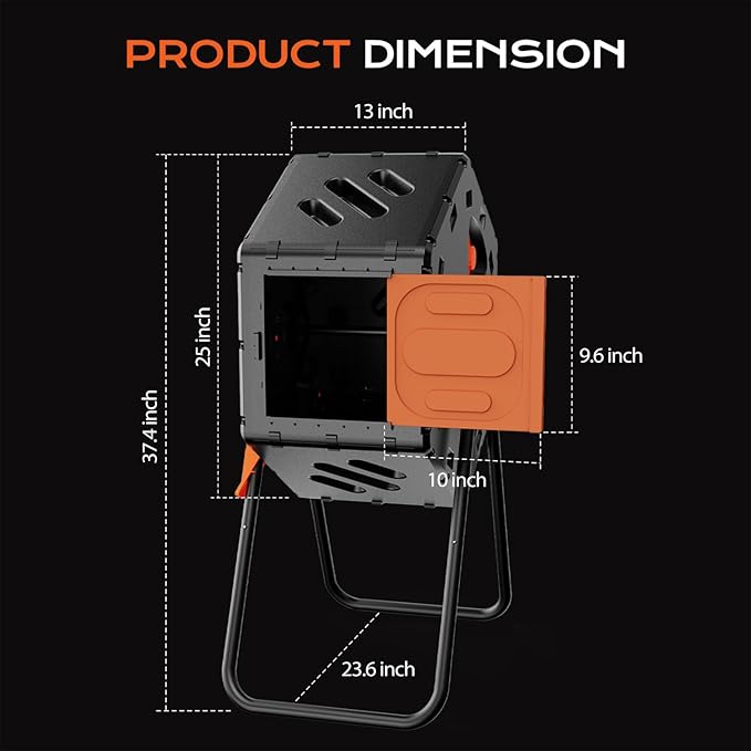 Compost Bin Outdoor 22.5 Gallon, Easy Assemble Composter Tumbler, 360°Rotating Garden Compost Bin for Fast Composting, Tumbling Composter for Outside, Backyard, and Yard