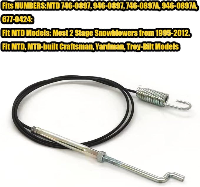 746-0897 290-653 946-0897 603-0424 Auger Drive Clutch Cable for MTD 2 Stage Snowblowers Replacement Parts 677-0424 746-0897A