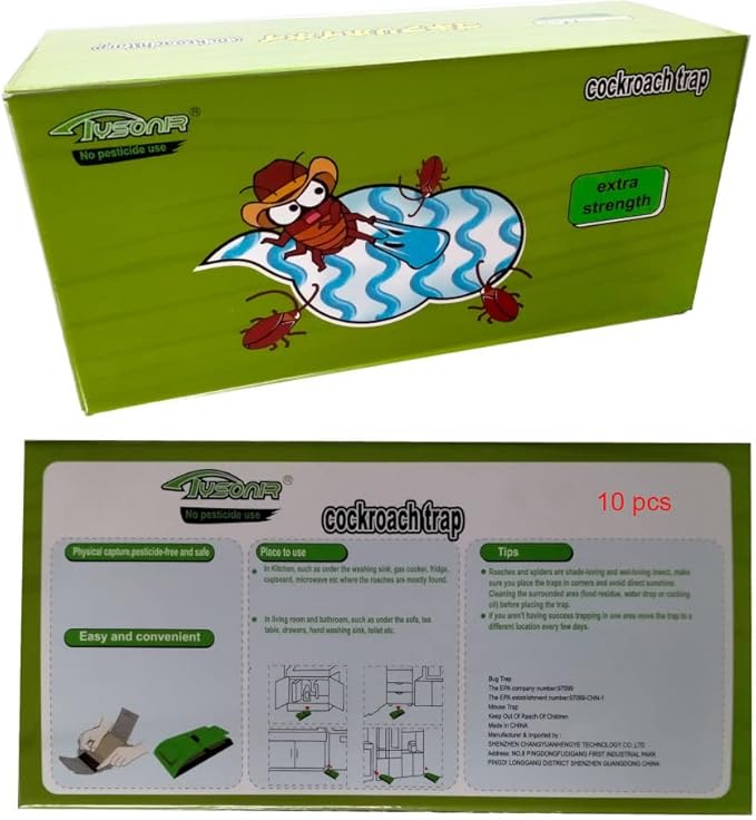 Cockroach Traps,Roach Traps,Cockroach Bait,Roach Motel,Child & Pet Friendly (10 Pack)
