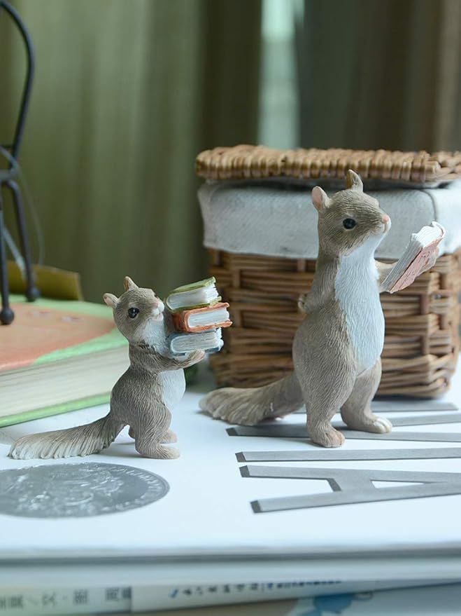 Garden Squirrel Figurine- Learning Grandfather Squirrel Statue