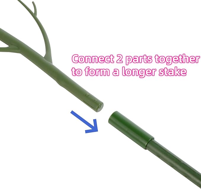 28 Inch Garden Plant Trellis for Indoor Plants, 6 Pack Plastic Trellis Support Stakes for Climbing Plants or Houseplants, Branch Shaped, Green