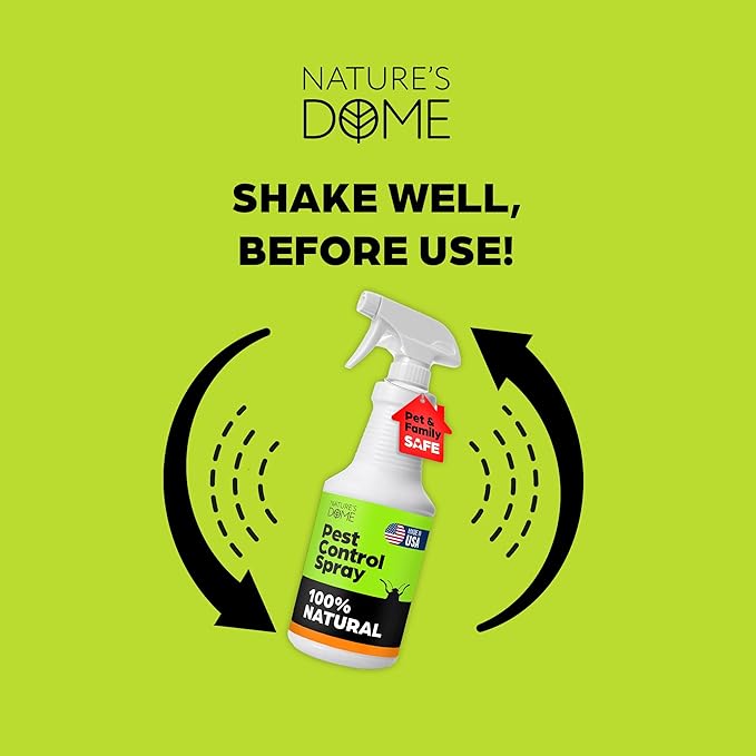 Nature's Dome Eco-Friendly Lab Tested – 16 oz – Pest Control - Insect, Spider, Fly, Flea, Ticks, Ant Spray Safe for Pets and Kids 100% Natural – Fast-Acting, for Indoor & Outdoor Use