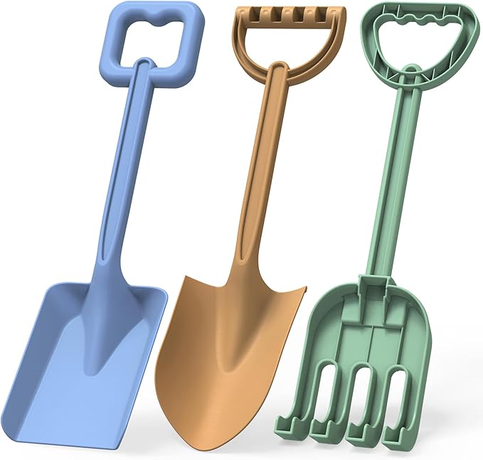 Dilabnba Heavy Duty Kids Snow Beach Shovels, Sand Shovels for Garden,Large Beach Spade Scoop Rake for Kids Toddlers, Long Handle ABS Plastic Shovel for Digging Snowing 3 PCS