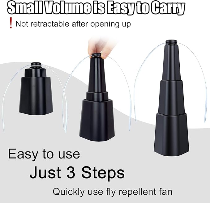 Fly Fans for Tables, Food Repellent to Keep Flies Away for Indoor/Outdoor, Portable Table Top Deterrent Swatter for Picnic, Camping, Restaurant, BBQ (Black)