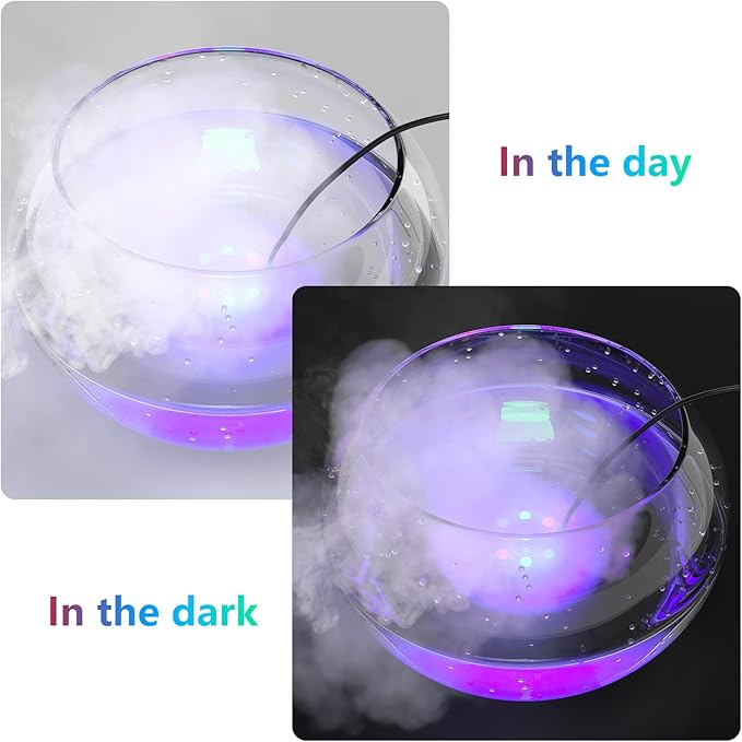 FITNATE High Power Mist Maker, 1500ML/H Large Volume Mist Fogger with 6 LED Light Fog Machine Atomizer for Halloween, Pond, Garden, Rockery,Yard