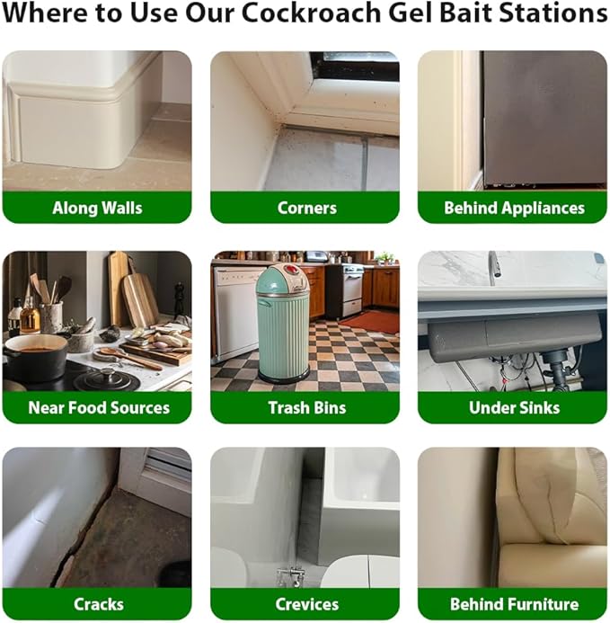 36 Pack Roach Killer Indoor Infestation Roaches Gel Bait Stations, Powerful Cockroach Killer Indoor Home for Roach Infestation, Long-Lasting & Effective Cockroach Gel Bait, Easy to Use & No Mess