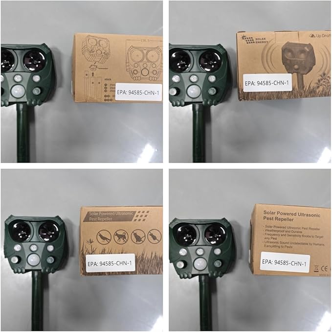 2 Pack 2025 Ultrasonic Animal Repeller Outdoor Solar Deer Repellent Devices with Motion Detection,Waterproof Squirrel Raccoon Fortress Pro Deterrent Light for Cat Skunk Rabbit Dog