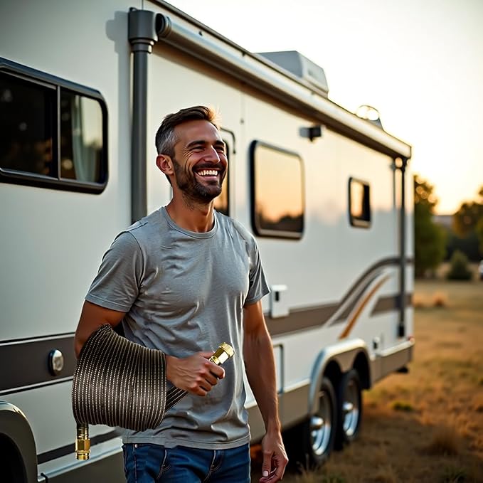 30FT Lightweight Flexible Garden Hose,Non-Slip Handles,Non-kink Hose,Solid Brass Fitting for Boats, RV Water Hose,Marine Washdown,Lawn,Garden,Leakproof TPE Hose (OrangeBlack, 30 FT)