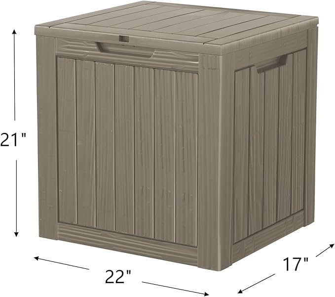 30GAL Brown Outdoor Deck Box with Lock Hole - Waterproof, SGS - Protected from UV, Ideal for Patio and Garden Storage, Can Double as a Comfortable Seat, Easy to Assemble