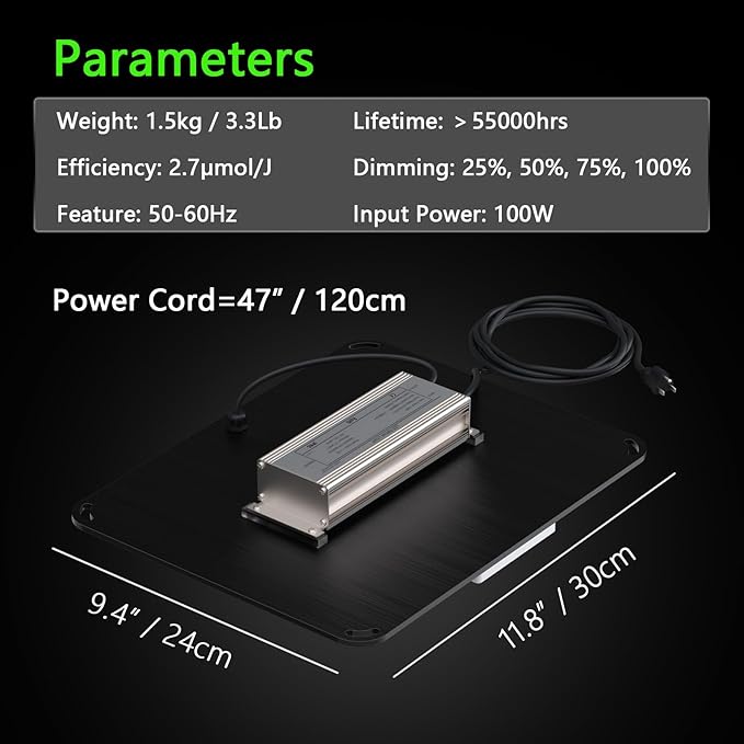 S1000 LED Grow Light for Seed Starting Vegetables Bloom, High PPF White & Red Diodes Grow Lights for Indoor Plants Full Spectrum for 3x3/2x2 Grow Tent