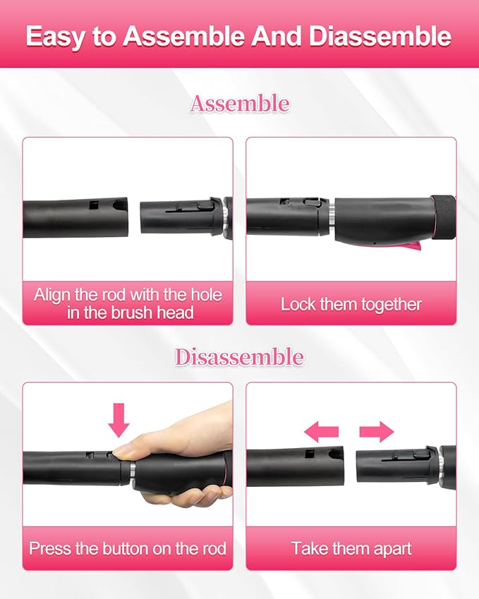 SEAAES Ice Scraper with Snow Brush for Car Windshield, Upgraded Extendable Snow Brush with Foam Grip for Truck SUV Vehicle Windows - Pink