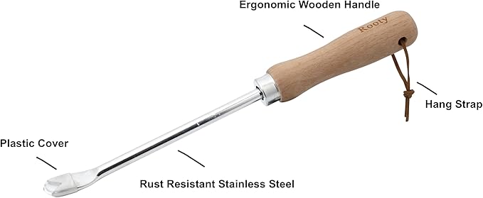 Rooty Gardening Dandelion Weeder Tool with Stainless Steel, Wooden Handle,Easy for Garden Weeding Removal,Weed Puller/Rust Resisitant
