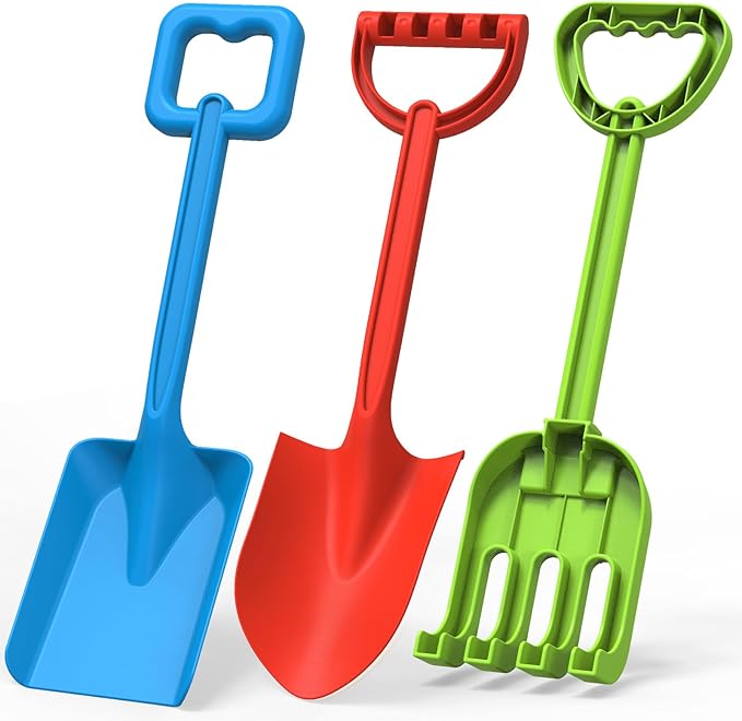 Dilabnba 16'' Beach Sand Shovels Spade Scoop Rake Tool for Kids Toddlers, Garden Snow Beach Sandbox Shovels Toy for Digging, Gift for Boys Girls- 3 PCS/Plastic