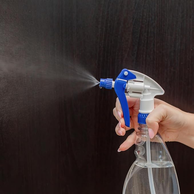 Heavy Duty 32oz Plastic Spray Bottles for Cleaning - Large Empty Industrial Bottles for Gardening Solutions, Vinegar, Chemicals, Professional Cleaners - Adjustable Sprayer Nozzle - Blue 2 Pack