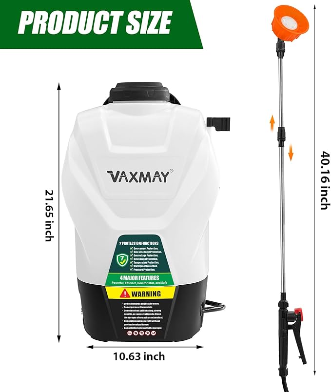 Backpack Sprayer 4 Gallon Battery Powered Garden Sprayer, VaxMay Electric Weed Sprayer Works with Makita 18V Battery, 100 PSI, Telescopic Wand, 5 Nozzles, 2.5Ah Battery&Charger Included