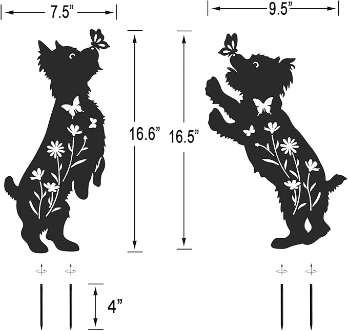 Dog Stakes for Outside, Lawn Ornaments Yorkie Metal Garden Decor for Outdoor,Yard,Lawn,Garden Decor Stakes