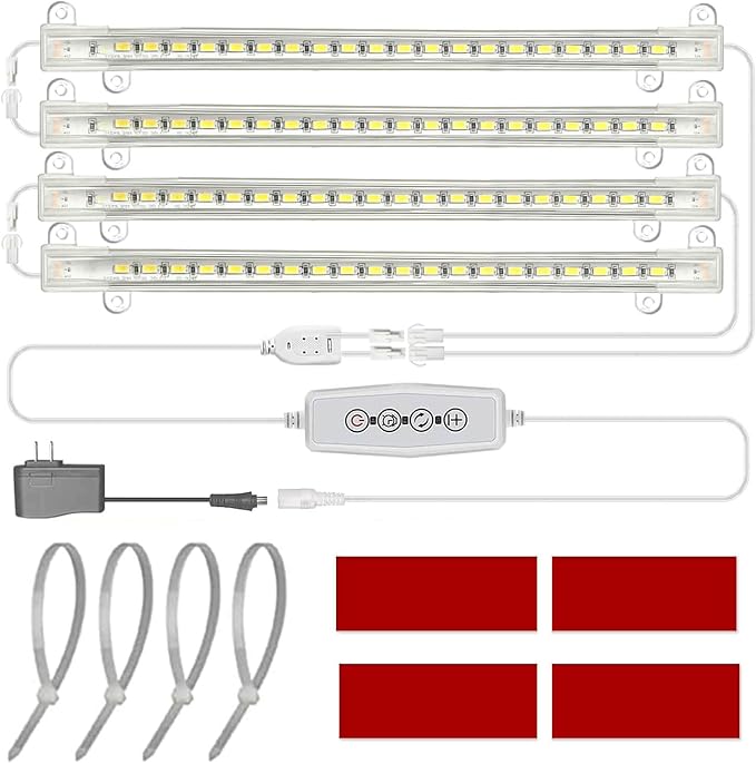 Grow Light for Indoor Plants Abonnyc 96 LEDS Plant Grow Light Strips 10 Inch Warm White Light & Red Light Full Spectrum with Auto On/Off Timer Sunlike Small Grow Lamp for Hydroponics Succulent, 4 Bars