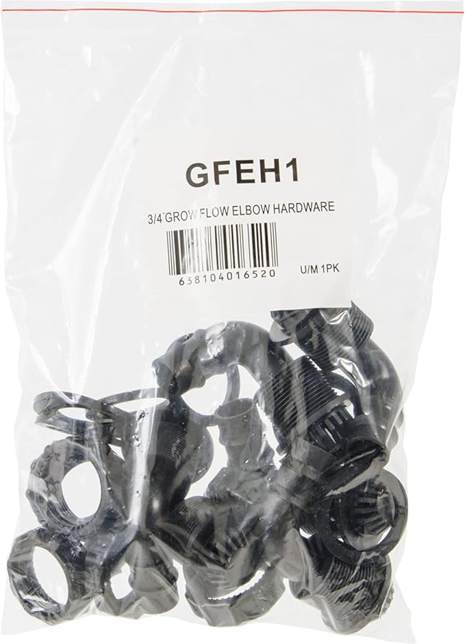 ACTIVEAQUA GFEH1 Grow Flow 3/4 in. Hydroponic Home Plant Gardening Screened Elbow Hardware Kit, 6 Pack with Mounting Nuts and Washers