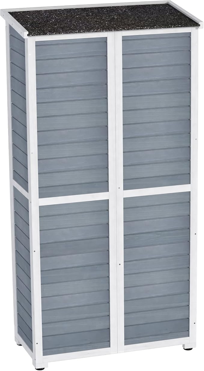 GDLF Outdoor Storage Cabinet Wood & Metal Garden Shed with Waterproof Roof and Sturdy Lockable Doors 66"